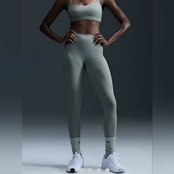 Nike ZenvyWomen High-Waisted 7/8 Leggings Large New Light Army/Black  DQ6015-320 - Picture 1 of 13
